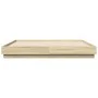 Sonoma oak engineered wood bed frame 200x200 cm by , Beds and slatted bases - Ref: Foro24-3209830, Price: 136,20 €, Discount: %