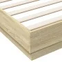 Sonoma oak engineered wood bed frame 200x200 cm by , Beds and slatted bases - Ref: Foro24-3209830, Price: 136,20 €, Discount: %