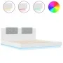 Bettgestell mit Kopfteil und weißen LED-Leuchten 200x200 cm von , Betten und Lattenroste - Ref: Foro24-3209982, Preis: 286,83...