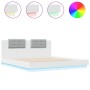 Bettgestell mit Kopfteil und weißen LED-Leuchten 200x200 cm von , Betten und Lattenroste - Ref: Foro24-3209982, Preis: 291,48...