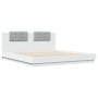 Bed frame with headboard and white LED lights 200x200 cm by , Beds and slatted bases - Ref: Foro24-3209982, Price: 291,48 €, ...