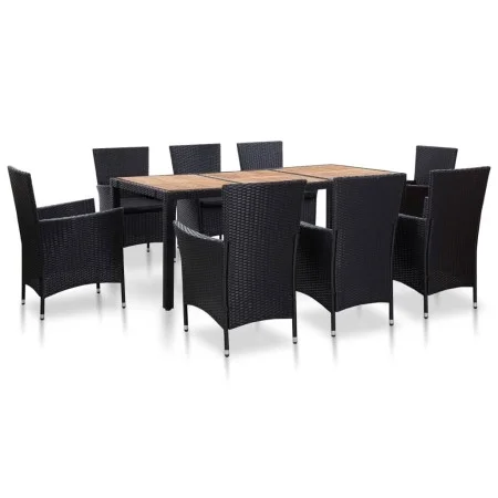Garden dining set with 9 pieces and black synthetic rattan cushions. by vidaXL, Garden sets - Ref: Foro24-46023, Price: 750,2...