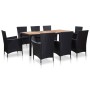 9-teiliges Garten-Esszimmerset und Kissen Kunstrattan schwarz von vidaXL, Gartensets - Ref: Foro24-46023, Preis: 773,77 €, Ra...
