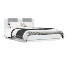 Bettgestell mit Kopfteil und weißen LED-Leuchten 140x200 cm von , Betten und Lattenroste - Ref: Foro24-3210010, Preis: 196,15...