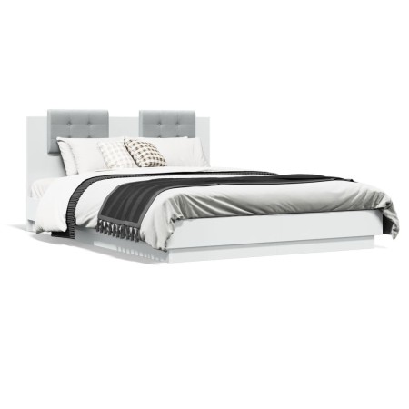 Bettgestell mit Kopfteil und weißen LED-Leuchten 140x200 cm von , Betten und Lattenroste - Ref: Foro24-3210010, Preis: 196,15...