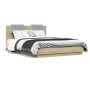 Bed frame headboard LED lights Sonoma oak 140x200 cm by , Beds and slatted bases - Ref: Foro24-3210012, Price: 190,60 €, Disc...