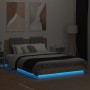 Bed frame headboard LED lights Sonoma oak 140x200 cm by , Beds and slatted bases - Ref: Foro24-3210012, Price: 190,60 €, Disc...