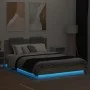 Estructura de cama cabecero luces LED roble Sonoma 140x200 cm de , Camas y somieres - Ref: Foro24-3210012, Precio: 188,34 €, ...