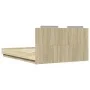 Estructura de cama cabecero luces LED roble Sonoma 120x200 cm de , Camas y somieres - Ref: Foro24-3210019, Precio: 178,97 €, ...