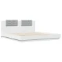Bed frame with headboard and white LED lights 180x200 cm by , Beds and slatted bases - Ref: Foro24-3209989, Price: 244,35 €, ...