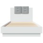 Bed frame with headboard and white LED lights 90x200 cm by , Beds and slatted bases - Ref: Foro24-3210031, Price: 170,39 €, D...