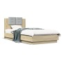 Estructura de cama cabecero luces LED roble Sonoma 90x200 cm de , Camas y somieres - Ref: Foro24-3210033, Precio: 165,09 €, D...