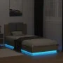Bed frame headboard LED lights Sonoma oak 90x200 cm by , Beds and slatted bases - Ref: Foro24-3210033, Price: 163,25 €, Disco...