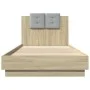 Bed frame headboard LED lights Sonoma oak 90x200 cm by , Beds and slatted bases - Ref: Foro24-3210033, Price: 163,25 €, Disco...