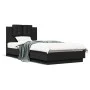 Bed frame with headboard and LED lights black 100x200 cm by , Beds and slatted bases - Ref: Foro24-3210025, Price: 176,72 €, ...