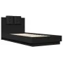 Bed frame with headboard and LED lights black 100x200 cm by , Beds and slatted bases - Ref: Foro24-3210025, Price: 176,72 €, ...