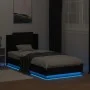 Bettgestell mit Kopfteil und LED-Leuchten schwarz 100x200 cm von , Betten und Lattenroste - Ref: Foro24-3210025, Preis: 178,8...