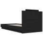 Bed frame with headboard and LED lights black 100x200 cm by , Beds and slatted bases - Ref: Foro24-3210025, Price: 176,72 €, ...
