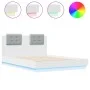 Bed frame with headboard and white LED lights 140x190 cm by , Beds and slatted bases - Ref: Foro24-3210038, Price: 209,73 €, ...