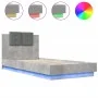 Concrete gray LED lights headboard bed frame 100x200 cm by , Beds and slatted bases - Ref: Foro24-3210027, Price: 170,28 €, D...