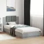 Concrete gray LED lights headboard bed frame 100x200 cm by , Beds and slatted bases - Ref: Foro24-3210027, Price: 170,28 €, D...