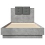 Concrete gray LED lights headboard bed frame 100x200 cm by , Beds and slatted bases - Ref: Foro24-3210027, Price: 172,27 €, D...