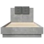 Concrete gray LED lights headboard bed frame 100x200 cm by , Beds and slatted bases - Ref: Foro24-3210027, Price: 170,28 €, D...