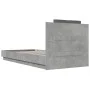 Concrete gray LED lights headboard bed frame 100x200 cm by , Beds and slatted bases - Ref: Foro24-3210027, Price: 170,28 €, D...