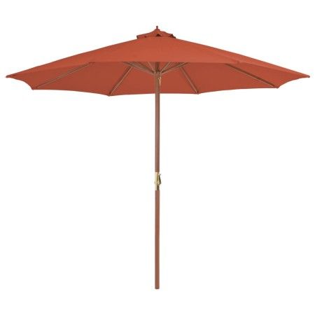 Sombrilla de jardín con palo de madera 300 cm terracota de vidaXL, Sombrillas - Ref: Foro24-44498, Precio: 106,40 €, Descuent...