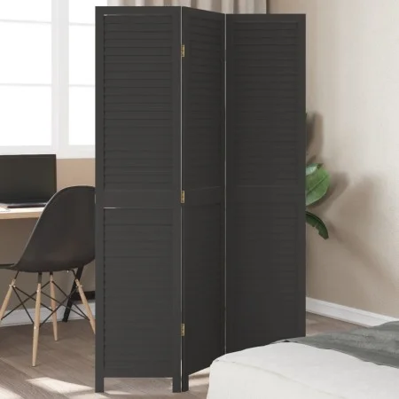 Black Paulownia solid wood 3-panel dividing screen by , Room dividers - Ref: Foro24-358846, Price: 89,75 €, Discount: %