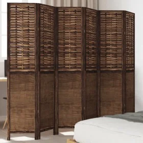 Dark brown paulownia wood 6-panel dividing screen by , Room dividers - Ref: Foro24-358714, Price: 146,79 €, Discount: %