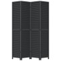 Biombo separador de 4 paneles madera maciza Paulownia negro de , Divisores de ambientes - Ref: Foro24-358852, Precio: 156,95 €
