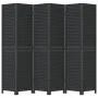 Black Paulownia solid wood 6-panel dividing screen by , Room dividers - Ref: Foro24-358859, Price: 196,29 €, Discount: %