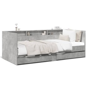 Tumbona con cajones madera ingeniería gris hormigón 100x200 cm de , Camas y somieres - Ref: Foro24-3280842, Precio: 209,00 €,...