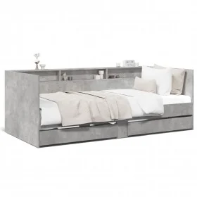 Concrete gray engineered wood lounger with drawers 75x190 cm by , Beds and slatted bases - Ref: Foro24-3280863, Price: 161,89...