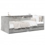 Tumbona con cajones madera ingeniería gris hormigón 75x190 cm