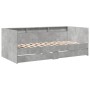 Tumbona con cajones madera ingeniería gris hormigón 75x190 cm