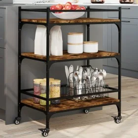 Smoked oak engineered wood kitchen cart 65x40x86.5 cm by , Kitchen and dining carts - Ref: Foro24-842398, Price: 61,36 €, Dis...