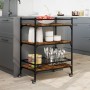 Smoked oak engineered wood kitchen cart 65x40x86.5 cm by , Kitchen and dining carts - Ref: Foro24-842398, Price: 60,27 €, Dis...