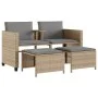 2-Sitzer-Gartensofa mit beigem PE-Rattantisch und Hockern von , Gartensets - Ref: Foro24-368419, Preis: 220,26 €, Rabatt: %