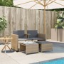 2 seater garden sofa with beige PE rattan table and stools by , Garden sets - Ref: Foro24-368419, Price: 163,40 €, Discount: %
