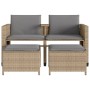 2 seater garden sofa with beige PE rattan table and stools by , Garden sets - Ref: Foro24-368419, Price: 163,40 €, Discount: %