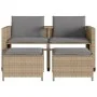 2 seater garden sofa with beige PE rattan table and stools by , Garden sets - Ref: Foro24-368419, Price: 220,26 €, Discount: %