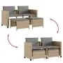 2 seater garden sofa with beige PE rattan table and stools by , Garden sets - Ref: Foro24-368419, Price: 220,26 €, Discount: %