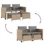 2-Sitzer-Gartensofa mit beigem PE-Rattantisch und Hockern von , Gartensets - Ref: Foro24-368419, Preis: 224,55 €, Rabatt: %