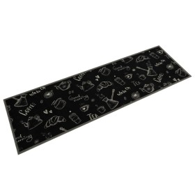 Alfombra de cocina lavable terciopelo negro Morning 45x150 cm