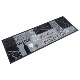 Alfombra de cocina lavable terciopelo vino gris 60x180 cm