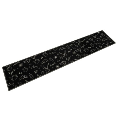 Alfombra de cocina lavable terciopelo Morning negro 60x300 cm