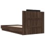 Estructura de cama cabecero luces LED marrón roble 90x190 cm de , Camas y somieres - Ref: Foro24-3210065, Precio: 166,92 €, D...