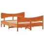 Estructura cama con cabecero madera pino marrón cera 160x200 cm de , Camas y somieres - Ref: Foro24-3216377, Precio: 244,50 €...